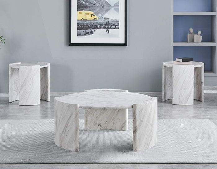 CINQUE White Faux Marble 24" Wide End Table