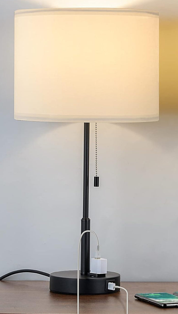 CLEYMAN 22"H Table Lamp with USB Charging and AC Outlet