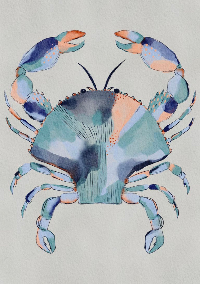 Coastal Blue Crab Painting - Nikita Jariwala