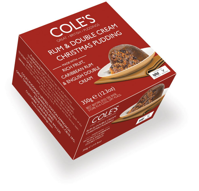 Cole's Boxed Rum And Double Cream Christmas Pudding 350g product image