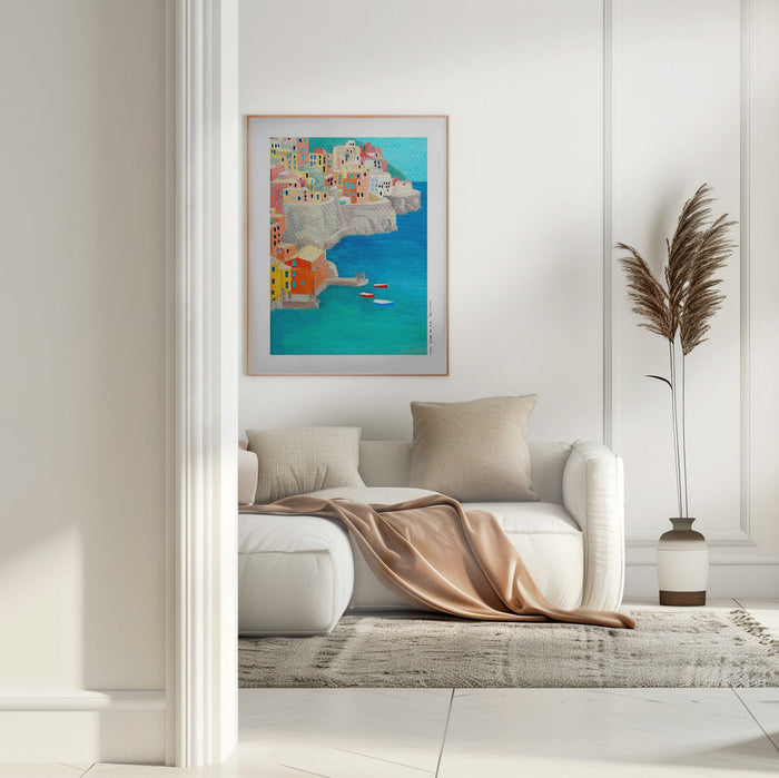 Colorful Coastal Village - Awol Art Alex