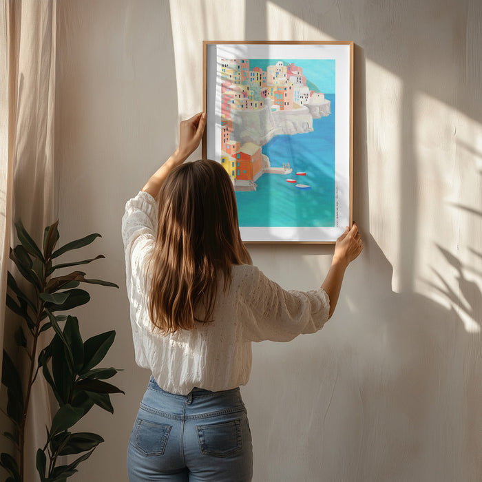 Colorful Coastal Village - Awol Art Alex