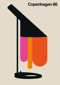 Copenhagen 66 by Bo Lundberg - black Danish design lamp with bands of pink and orange light