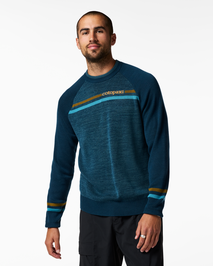 Cotopaxi Crew Sweater - Men's, Ocean/Indigo, Model Dale