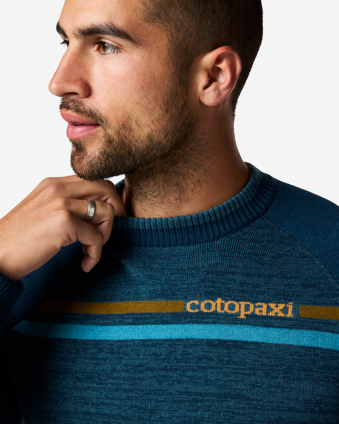 Cotopaxi Crew Sweater - Men's, Ocean/Indigo, Model Dale