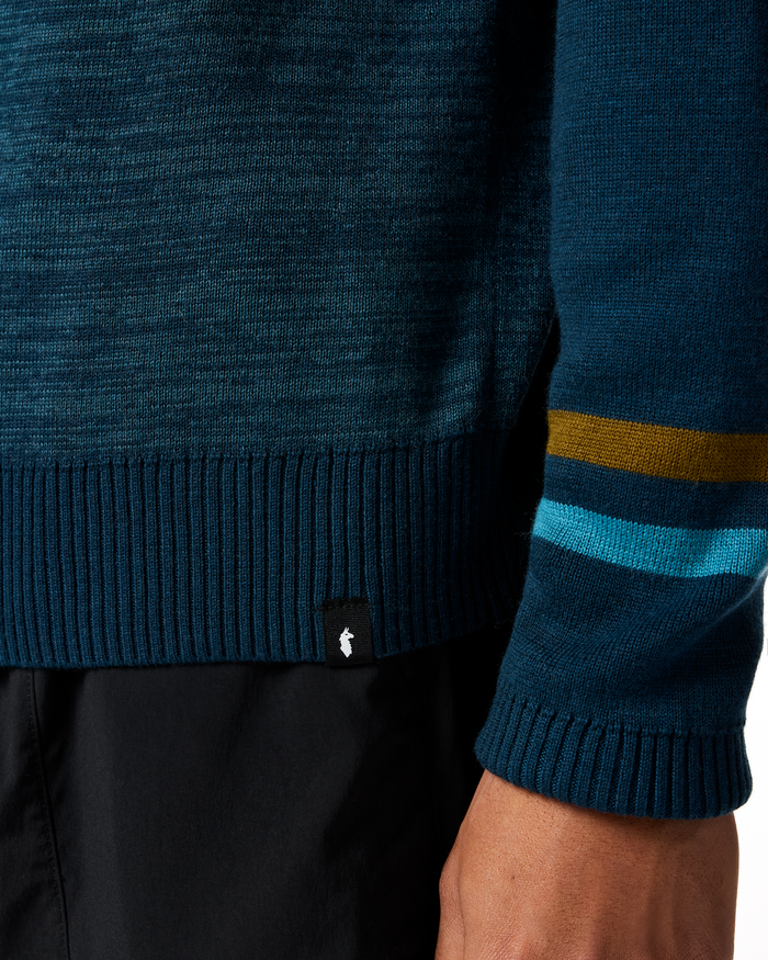 Cotopaxi Crew Sweater - Men's, Ocean/Indigo, Model Dale