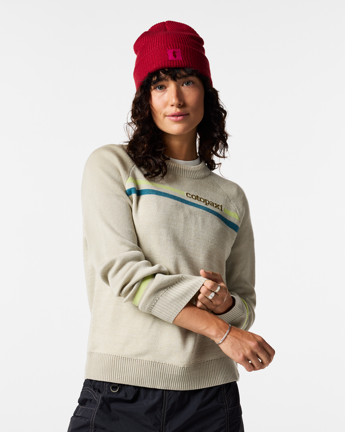 Cotopaxi Crew Sweater - Women's, Chalk/Mineral, Model Lola