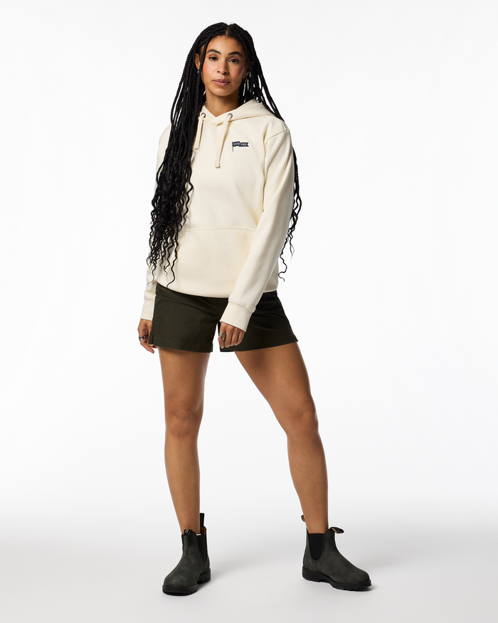 Cotopaxi Flag Pullover Hoodie - Women's, Bone, Model Kalu