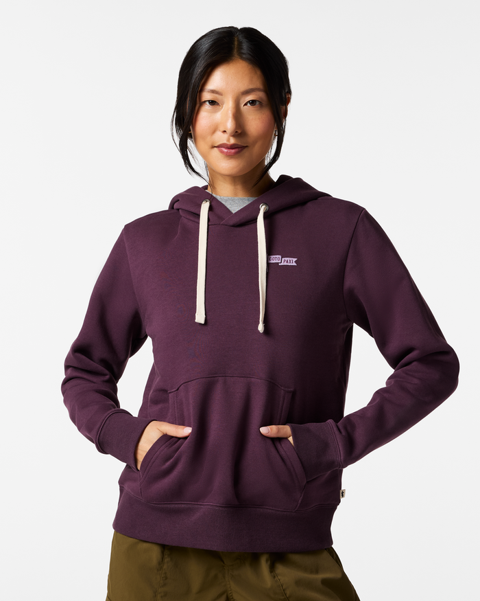 Cotopaxi Flag Pullover Hoodie - Women's, Mystic, Model Tiff