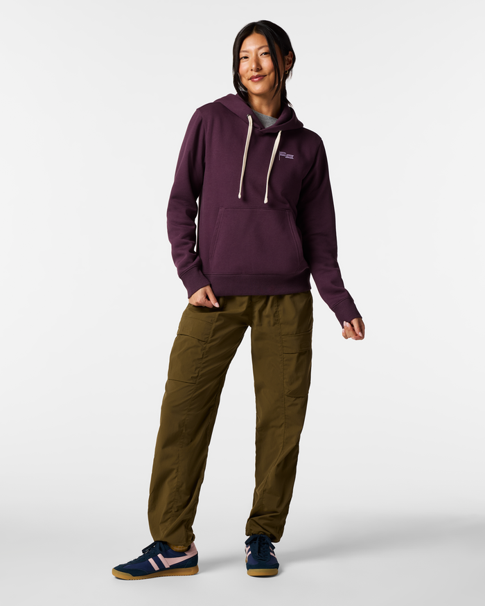 Cotopaxi Flag Pullover Hoodie - Women's, Mystic, Model Tiff