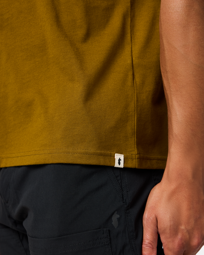 Cotopaxi Mountain T-Shirt - Men's, Log Cabin, Model Luke
