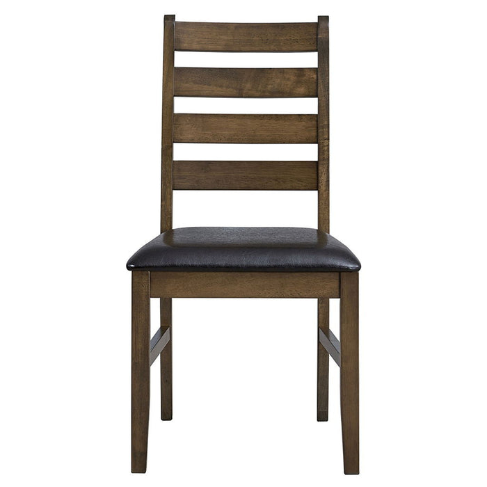 Damica - Side Chair (Set of 2) - Brown Synthetic Leather & Walnut