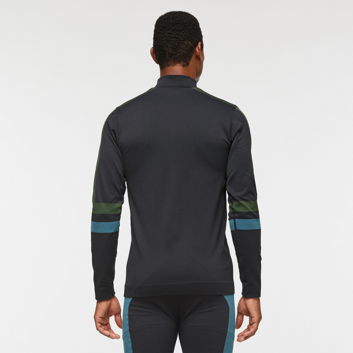 Debajo Seamless Baselayer Quarter-Zip - Men's, Black Stripes, Model Jason