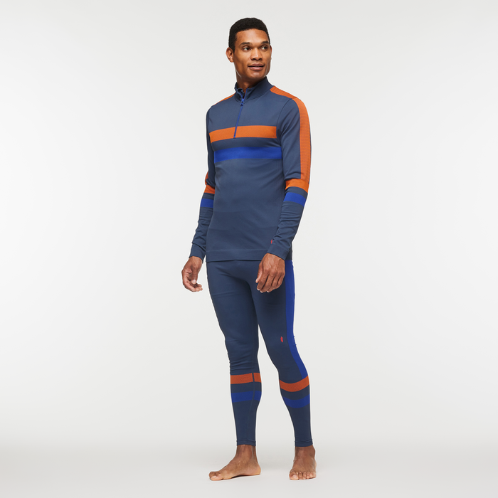Debajo Seamless Baselayer Quarter-Zip - Men's, Ink Stripes, Model Jason