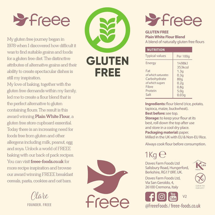 Doves Farm Freee Gluten Free Plain White Flour 1Kg