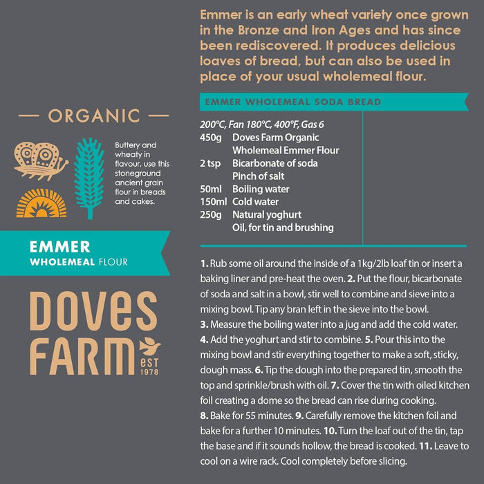 Doves Farm Organic Stoneground Wholemeal Emmer Flour 1kg