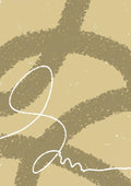 Abstract beige and brown design for Drift Loop II - Yuli, featuring bold lines and a white squiggle.
