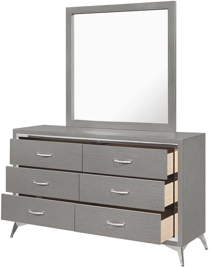 ELEINA Silver 58" Wide x 74" Height Dresser & Mirror