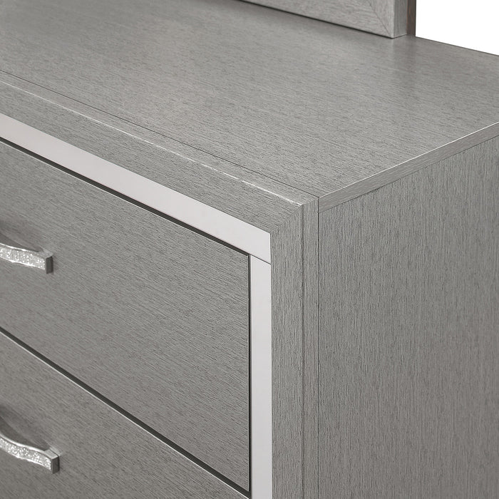 ELEINA Silver 58" Wide x 74" Height Dresser & Mirror