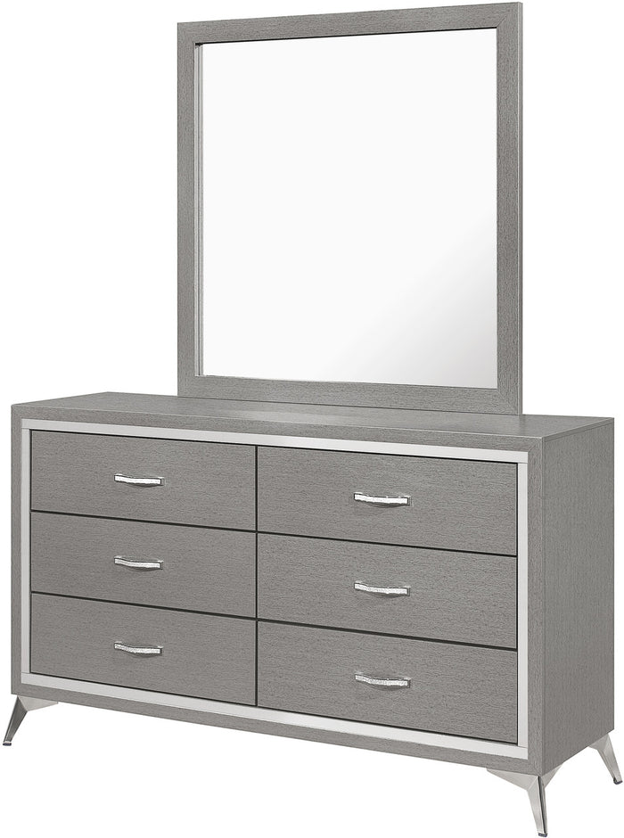 ELEINA Silver 58" Wide x 74" Height Dresser & Mirror