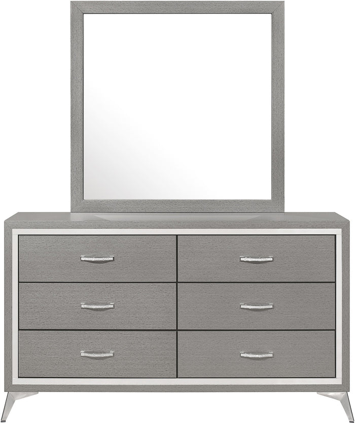 ELEINA Silver 58" Wide x 74" Height Dresser & Mirror