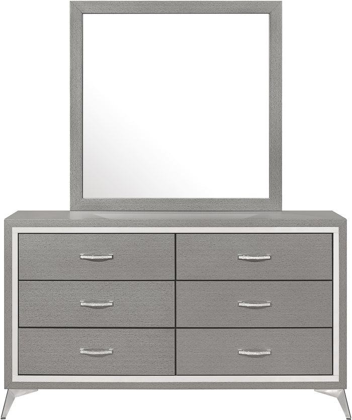 ELEINA Silver 58" Wide x 74" Height Dresser & Mirror