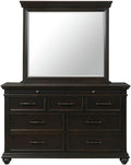 EMERSEN Antique Black 62" x 80" Height Dresser & Mirror with Jewelry Drawers