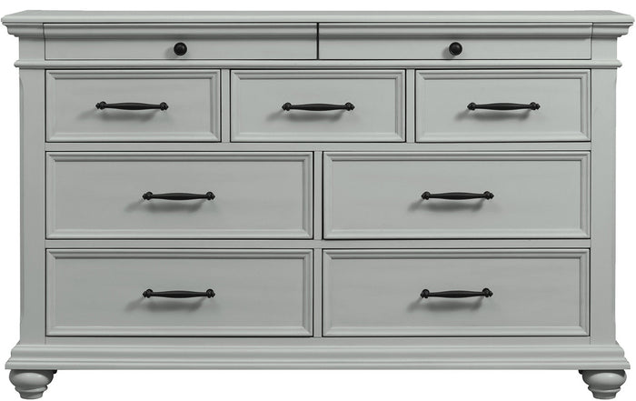 EMERSEN Gray 62" x 80" Height Dresser & Mirror with Jewelry Drawers