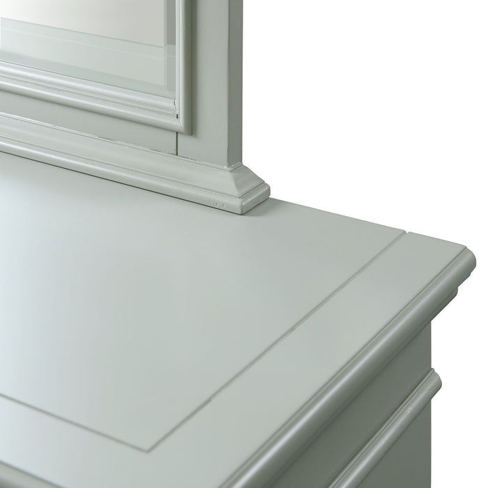 EMERSEN Gray 62" x 80" Height Dresser & Mirror with Jewelry Drawers