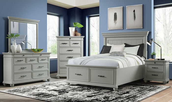 EMERSEN Gray 62" x 80" Height Dresser & Mirror with Jewelry Drawers