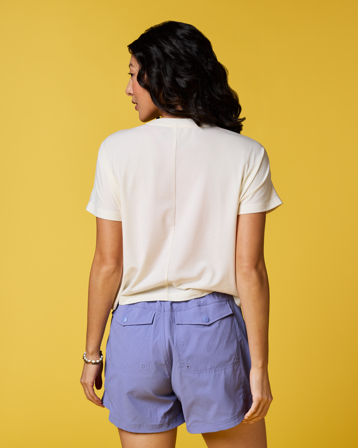 Empaca Boxy T-Shirt - Women's, Bone, Model Tiff