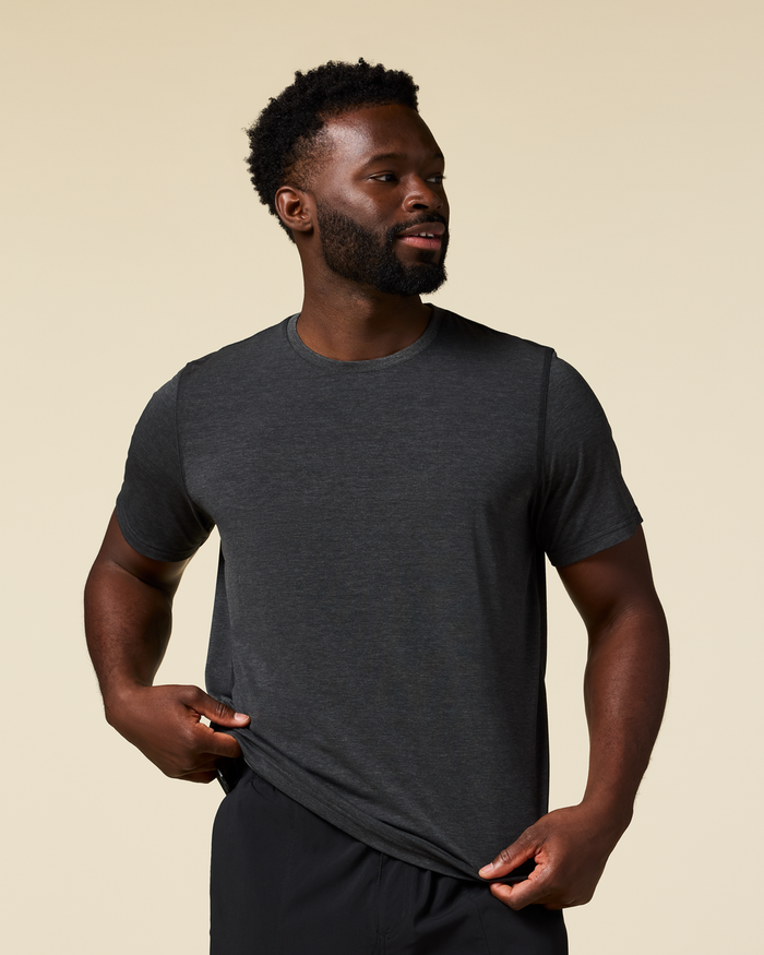 Empaca Crew T-Shirt - Men's, Heather Black, Model Kirk