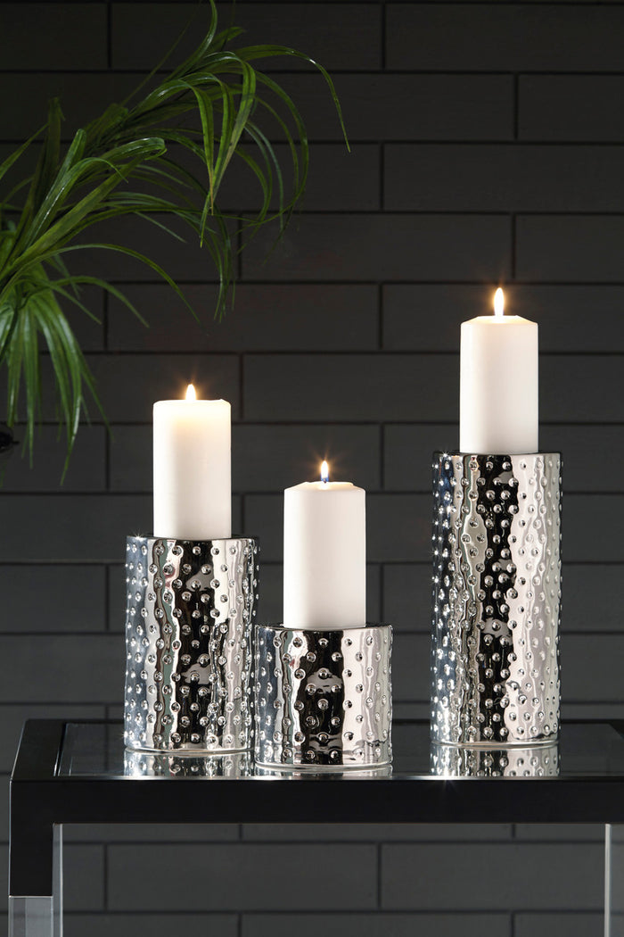 ERROL Silver 11" Height Candle Holder Set