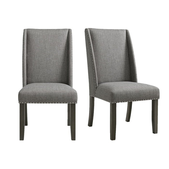 Everdeen - Side Chair With Gray Fabric and Nail Heads (Set of 2) - Charcoal
