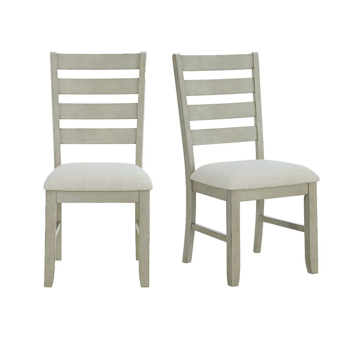 Farmington - Ladder Back Dining Side Chair (Set of 2) - Washed Stone / Light Beige