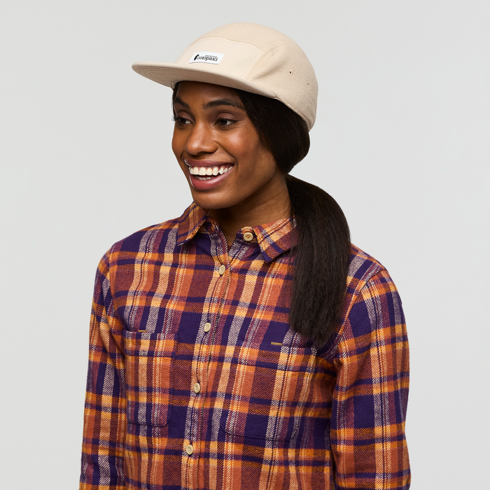 Fleece 5-Panel Hat, Oatmeal, Detail