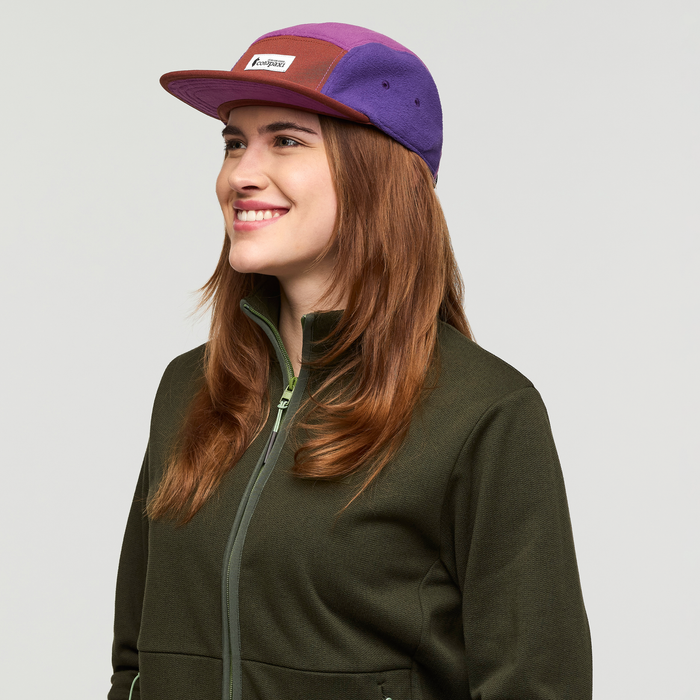 Fleece 5-Panel Hat, Rusty/Mauve, Detail