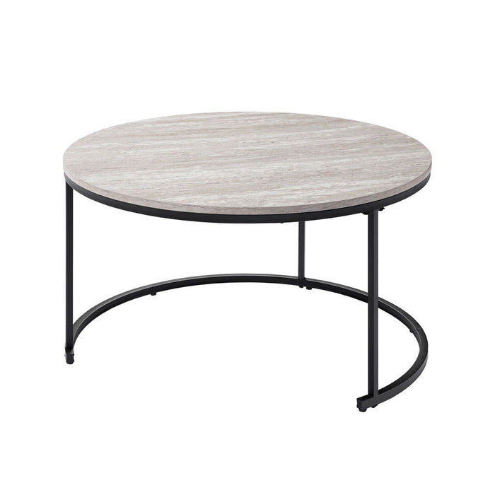 Forma - 4 Piece Occasional Set (1 Coffee, 1 Large End Table & 1 Stool, 1 Small End Table) - Black / White / Gray