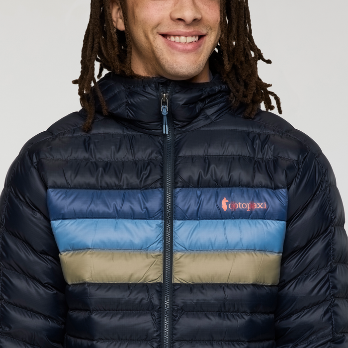 Fuego Down Hooded Jacket - Men's, Carbon Stripes, Model Kai