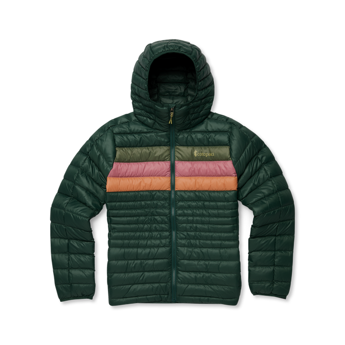 Fuego Down Hooded Jacket - Women's, Cargo Stripes, Model Caitlyn, flatlay