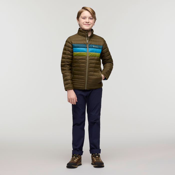 Fuego Down Jacket - Kids', Live Oak Stripes, Model Dax