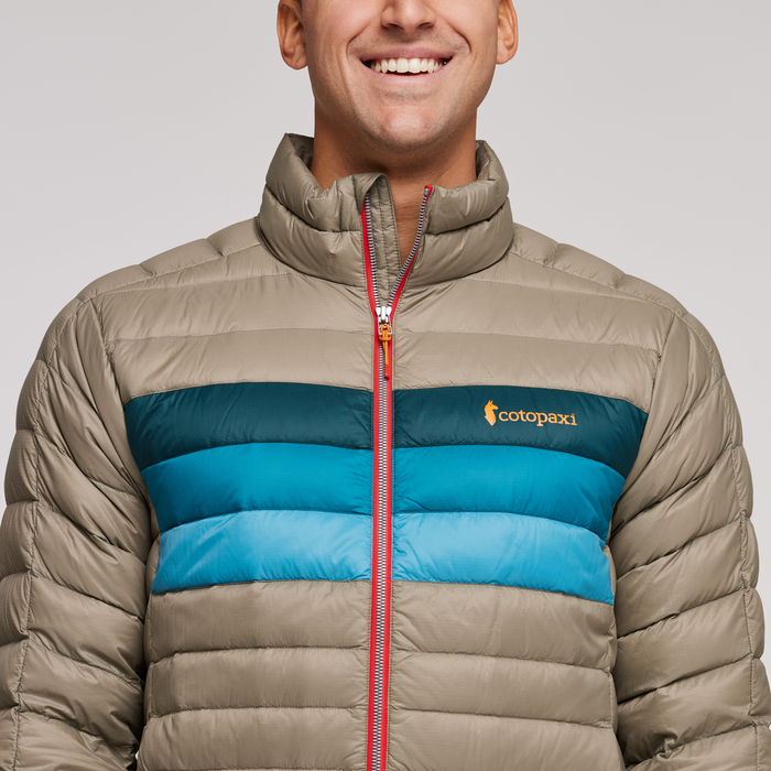 Fuego Down Jacket - Men's, Stone Stripes, Model Munther