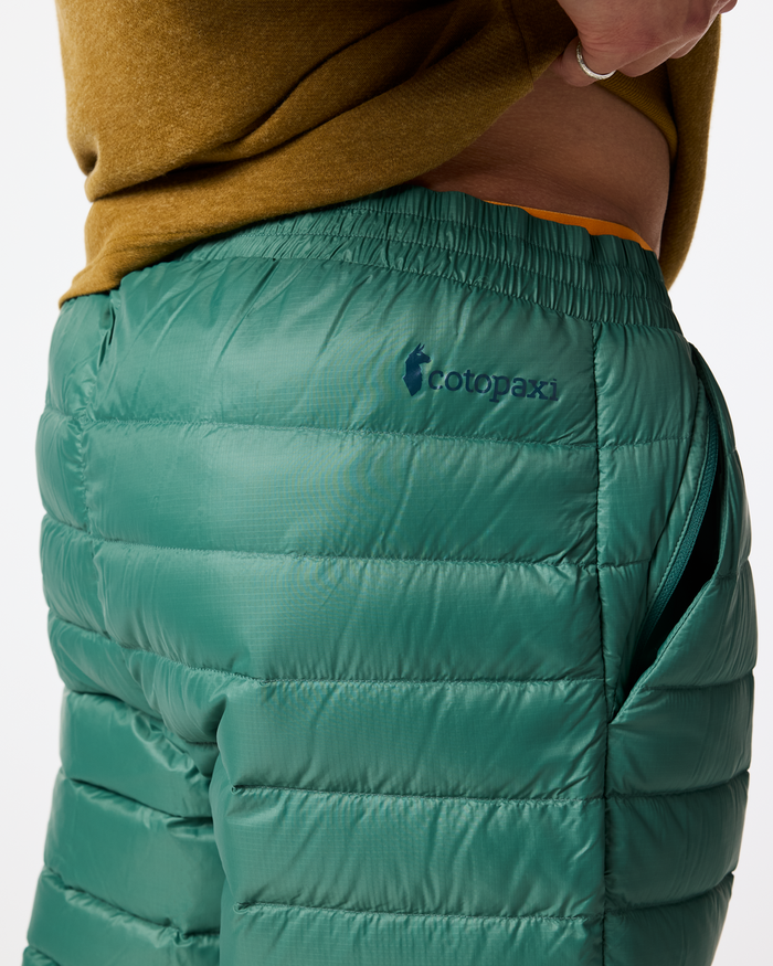 Fuego Down Pant - Men's, Juniper Stripes, Model Luke