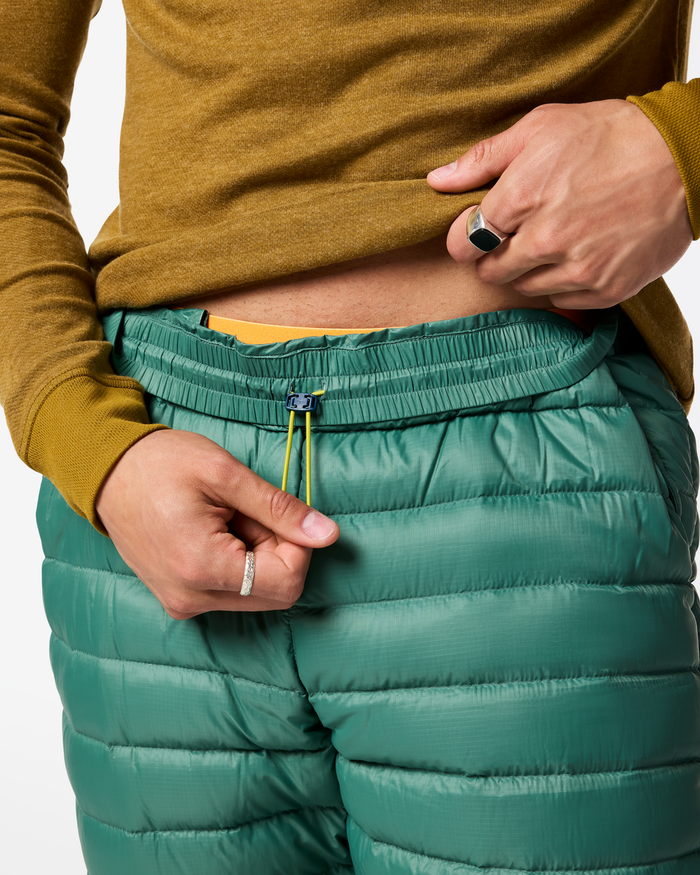 Fuego Down Pant - Men's, Juniper Stripes, Model Luke