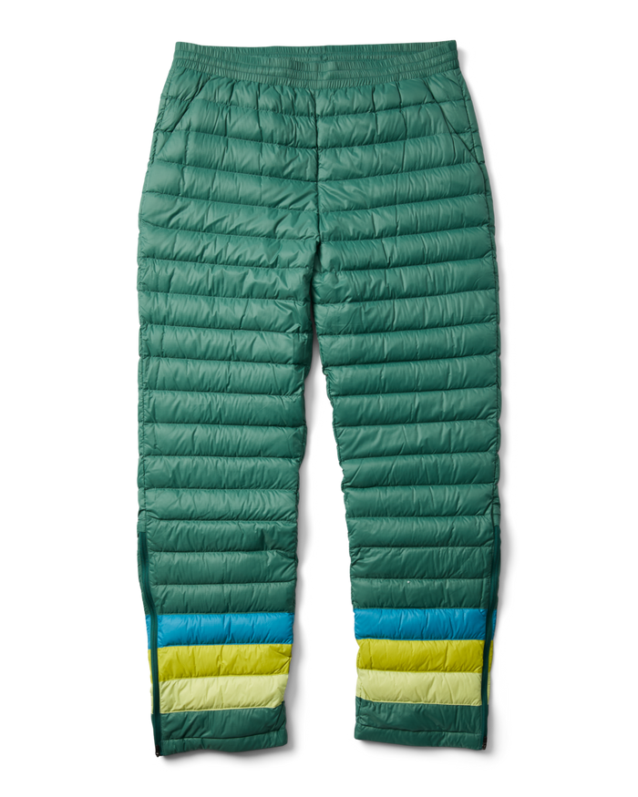 Fuego Down Pant - Men's, Juniper Stripes, Model Luke