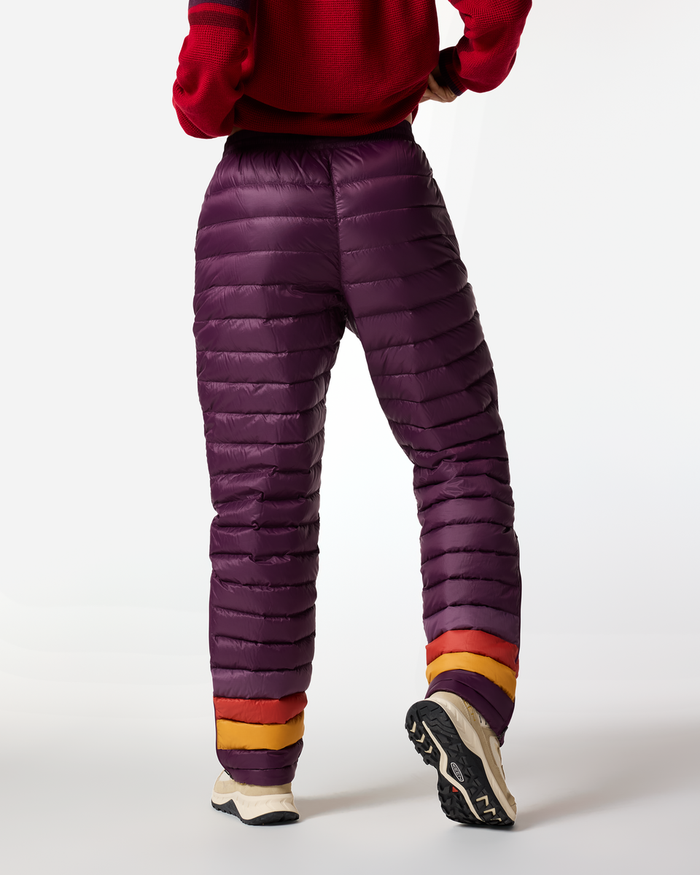 Fuego Down Pant - Women's, Acai Stripes, Model Lola