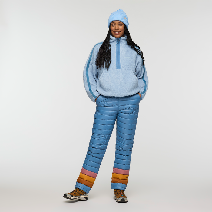 Fuego Down Pant - Women's, Fjord Stripes, Model Charlie
