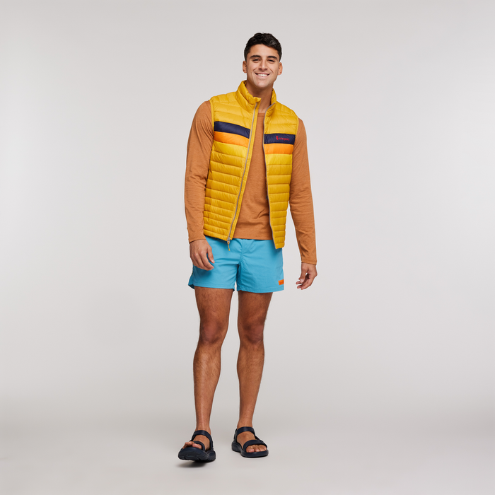 Fuego Down Vest - Men's, Amber Stripes, Model Munther