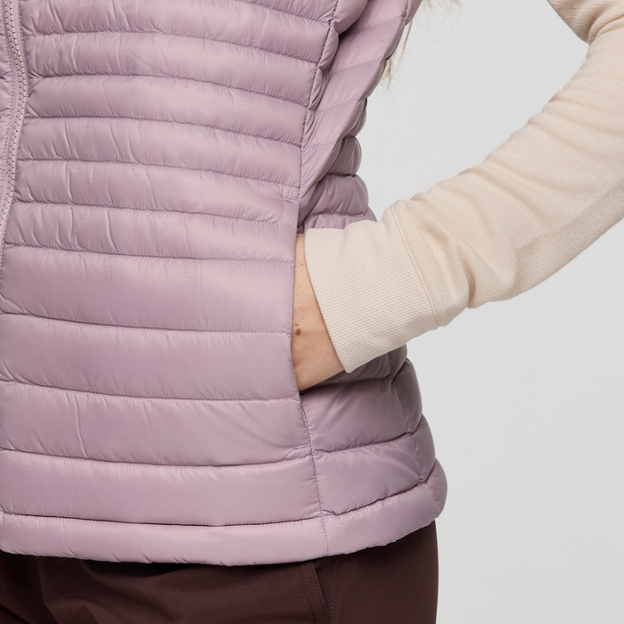 Fuego Down Vest - Women's, Quartz Stripes, Model Caitlyn