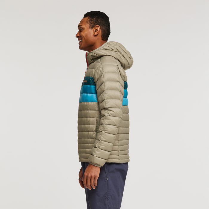 Fuego Down Hooded Jacket - Men's, Stone Stripes, Model Jason